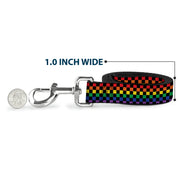 Dog Leash - Checker Black/Rainbow Multi Color