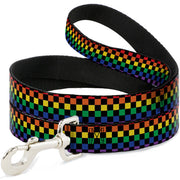 Dog Leash - Checker Black/Rainbow Multi Color