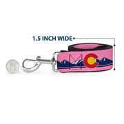 Dog Leash - Colorado Flag Icon Mountain Skyline Pink/Blue/White