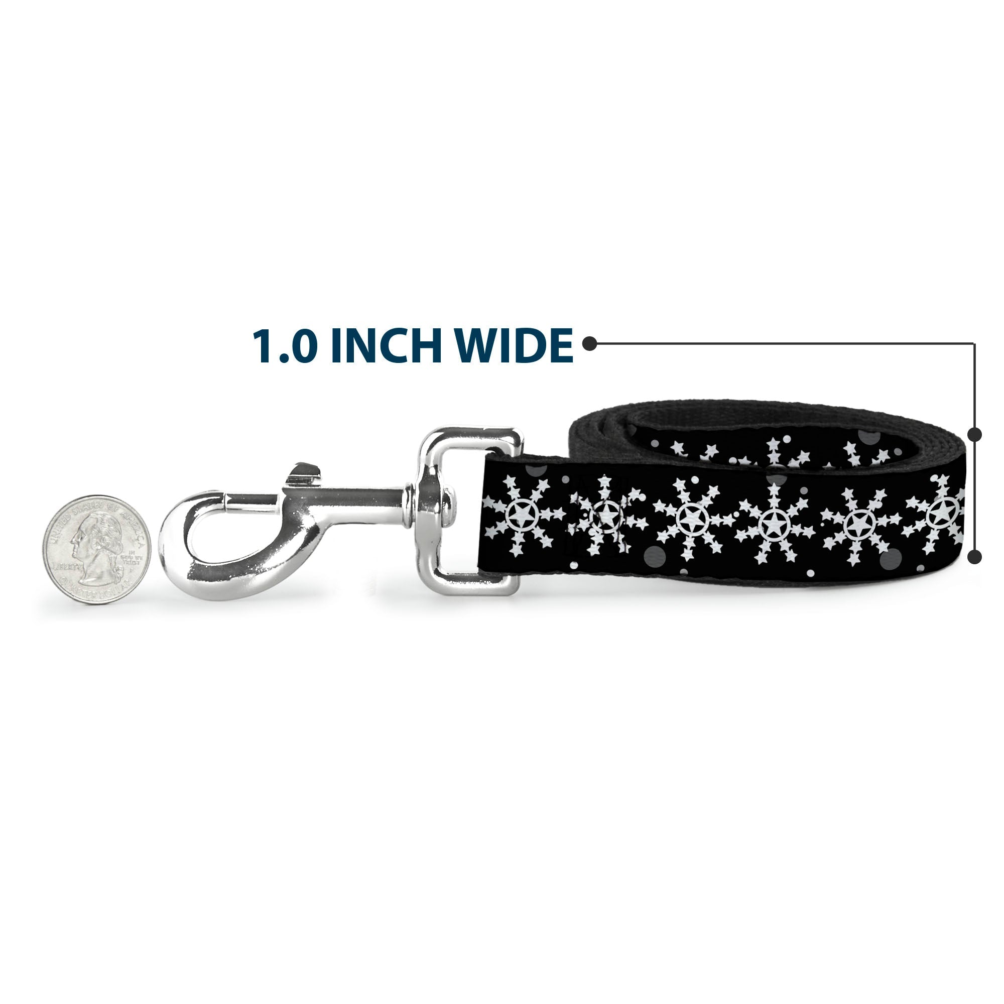 Dog Leash - Starry Snowflakes Black/White/Gray