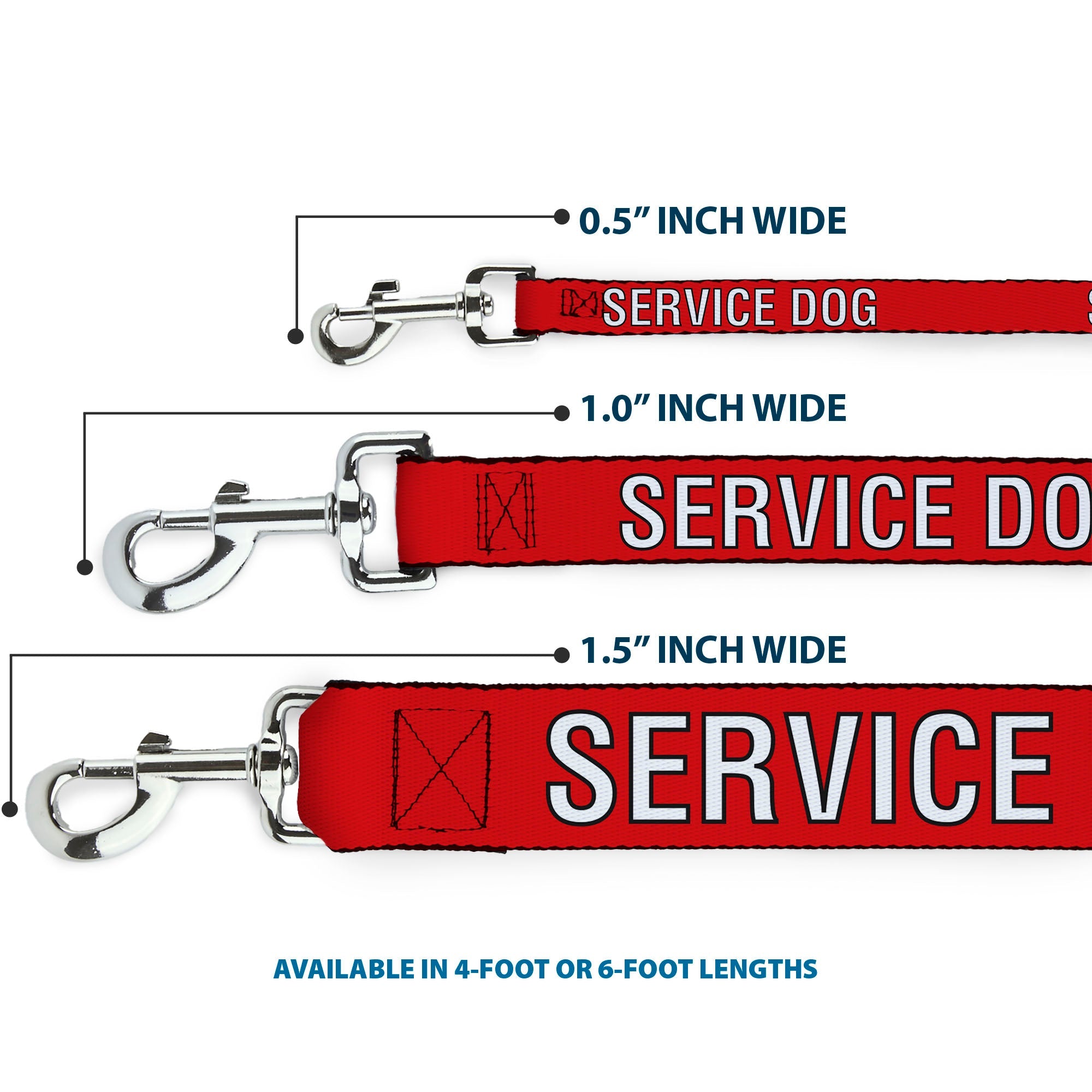 Dog Leash - SERVICE DOG Red/Black/White