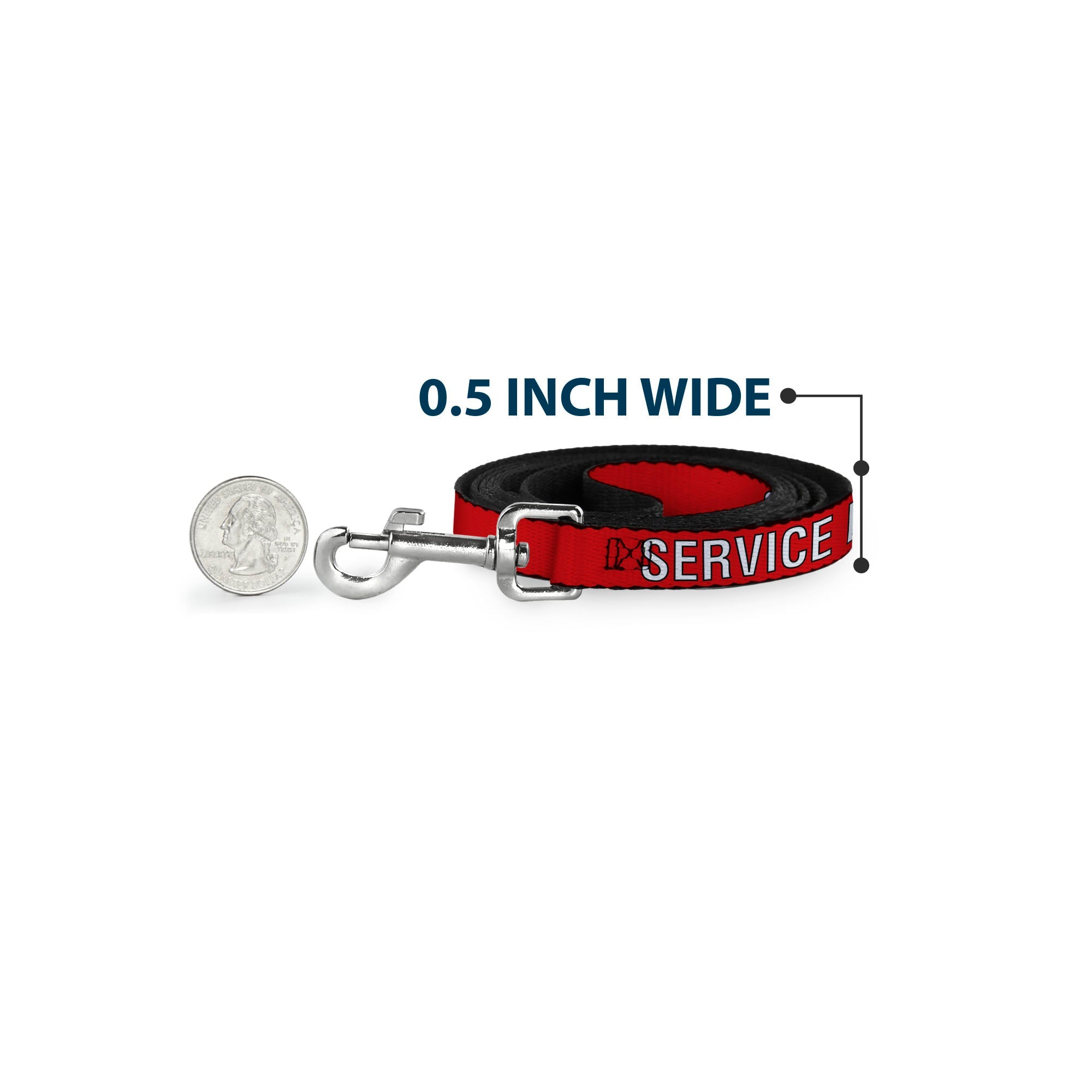 Dog Leash - SERVICE DOG Red/Black/White