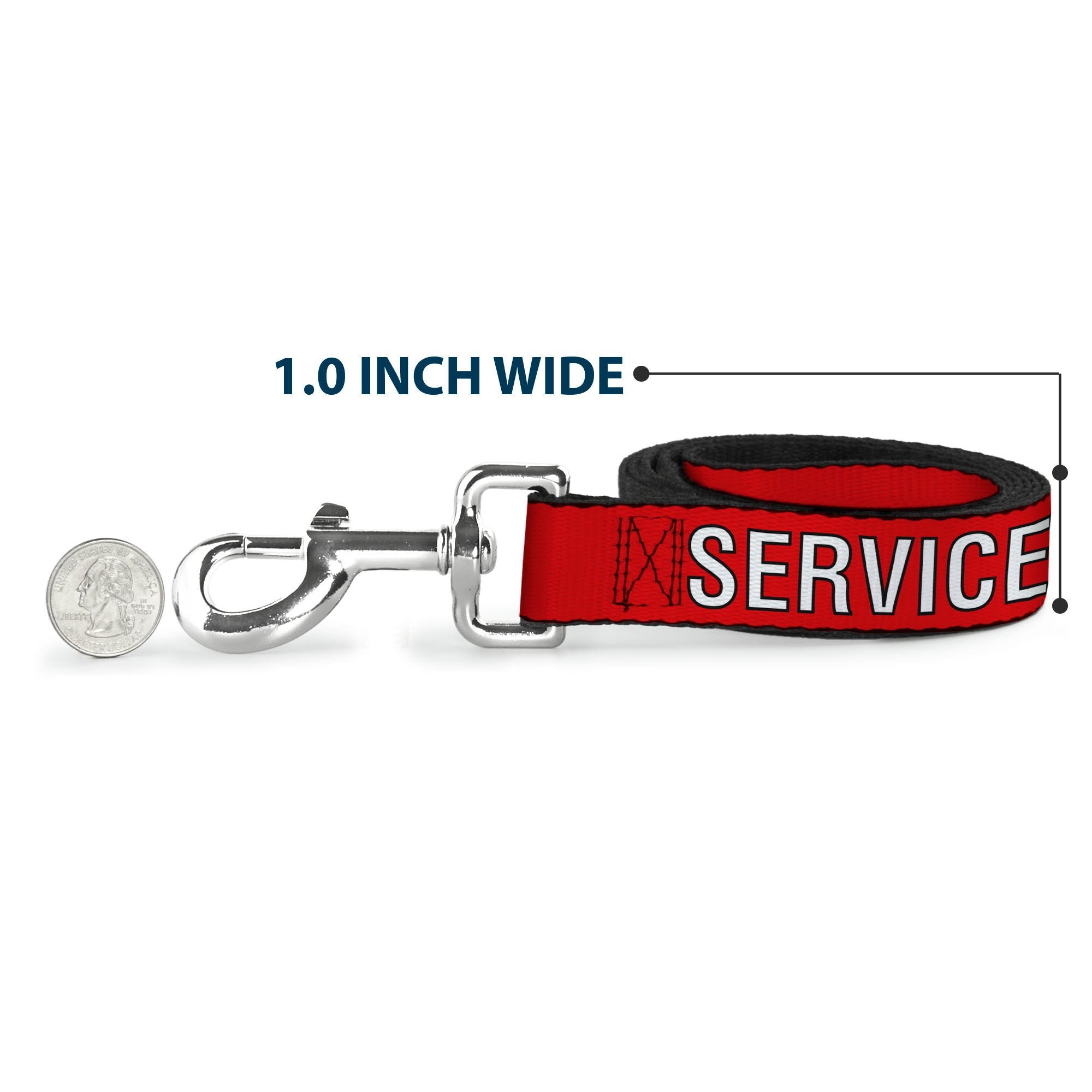 Dog Leash - SERVICE DOG Red/Black/White