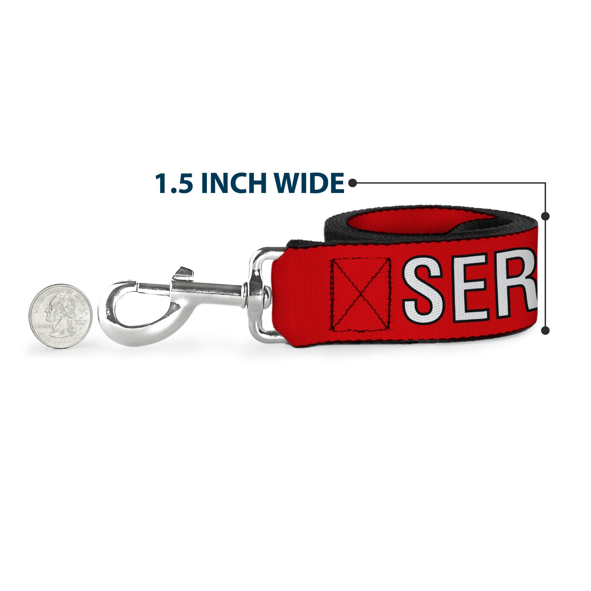 Dog Leash - SERVICE DOG Red/Black/White