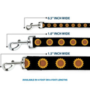 Dog Leash - Sunflower Face Repeat Black