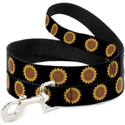 Dog Leash - Sunflower Face Repeat Black