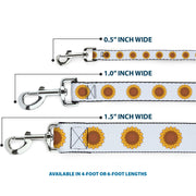 Dog Leash - Sunflower Face Repeat White