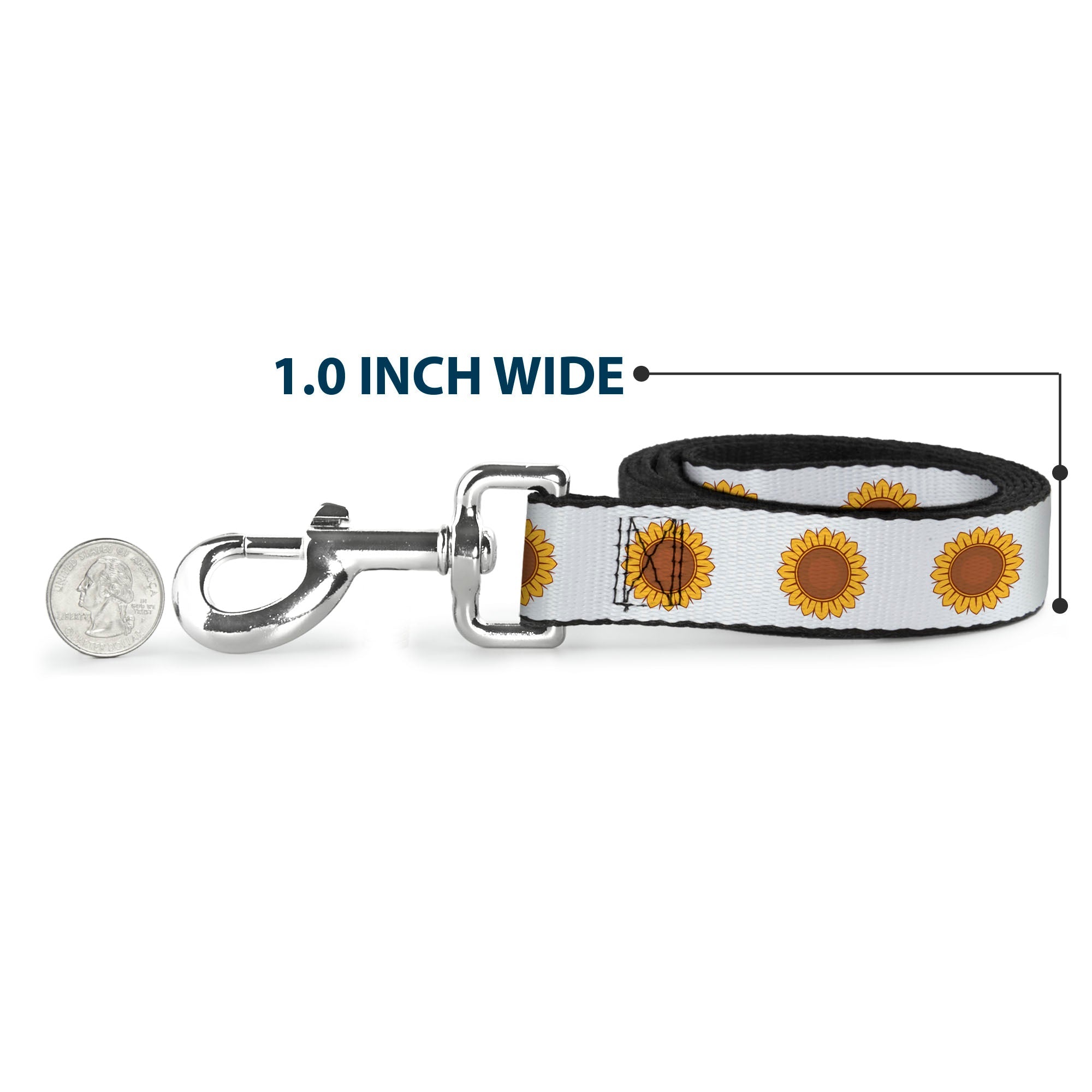 Dog Leash - Sunflower Face Repeat White