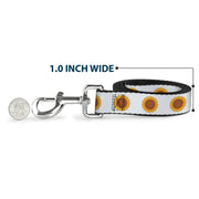 Dog Leash - Sunflower Face Repeat White
