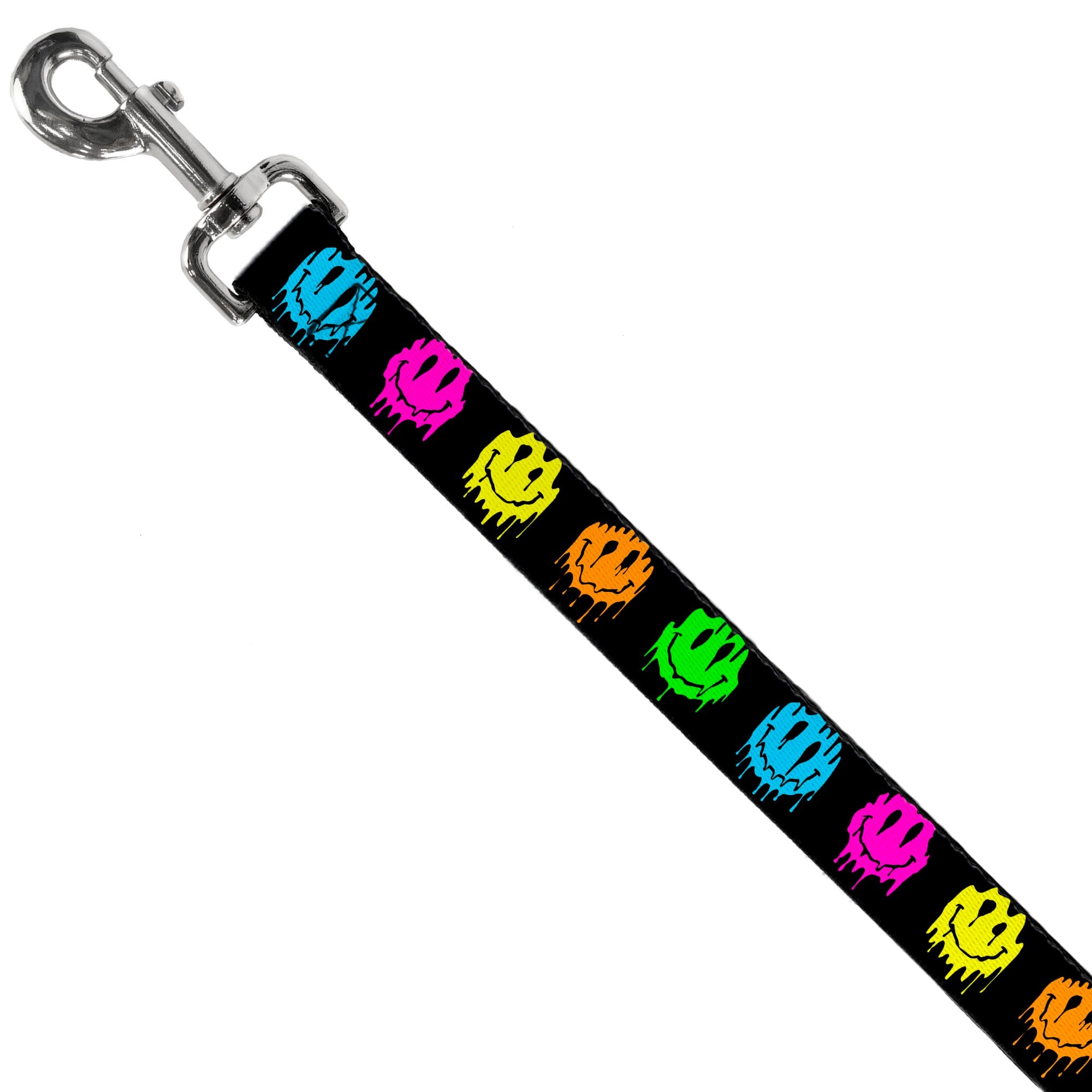 Dog Leash - Smiley Face Melted Repeat Black/Multi Neon
