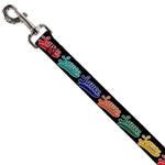 Dog Leash - SAUCE Baseball Script Black/Multi Color