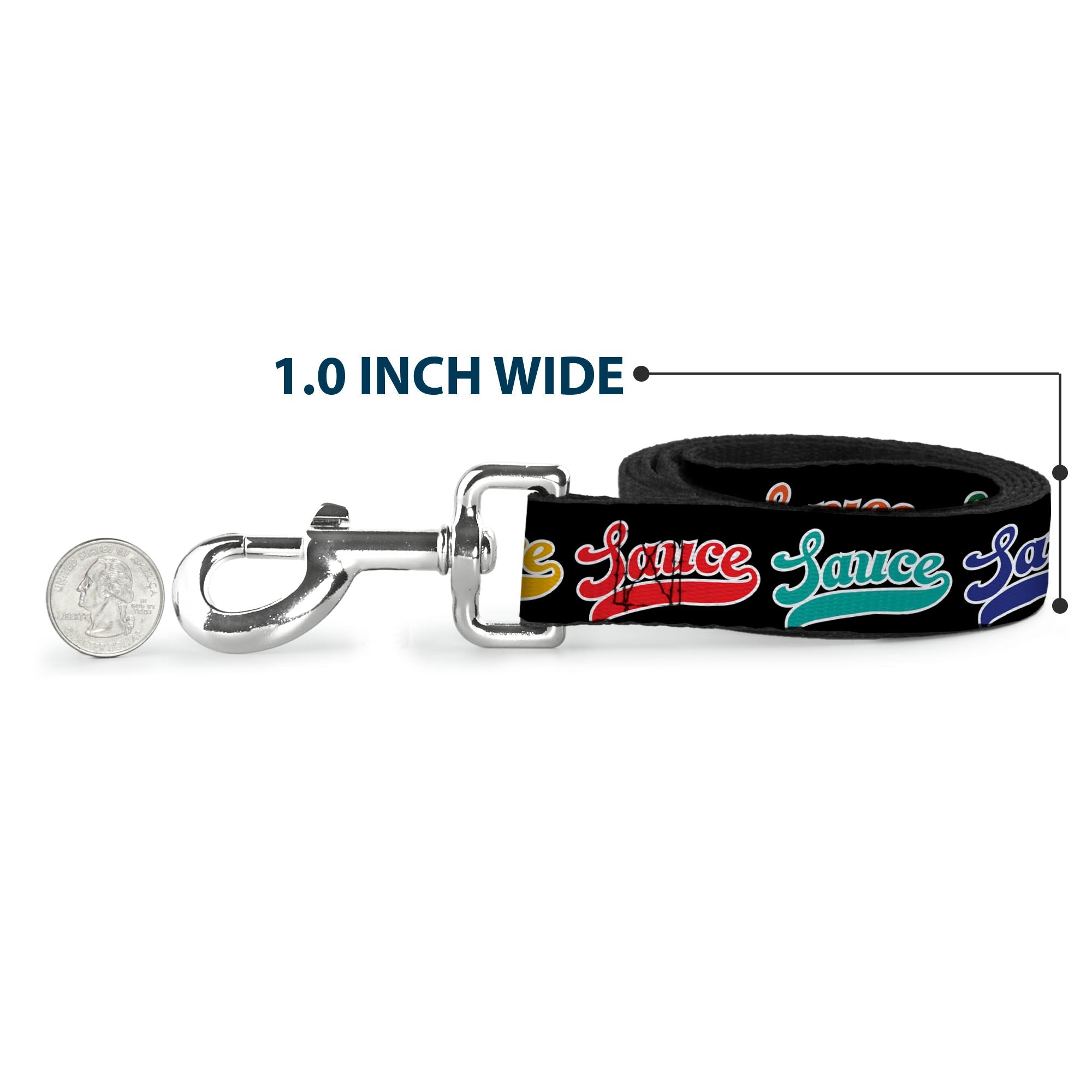 Dog Leash - SAUCE Baseball Script Black/Multi Color