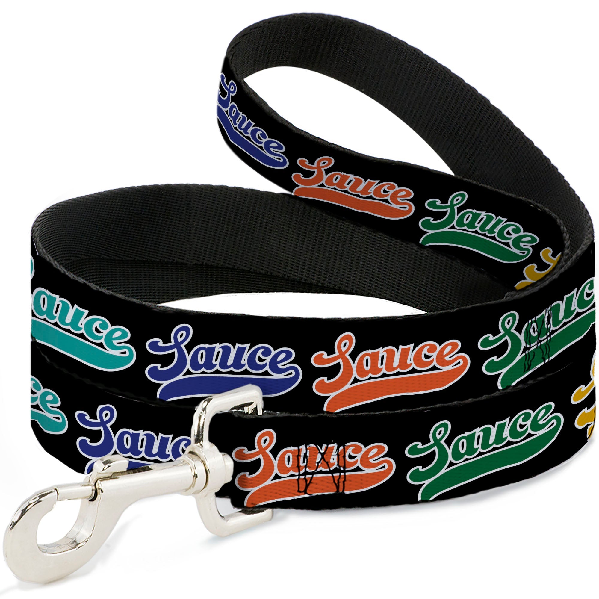 Dog Leash - SAUCE Baseball Script Black/Multi Color