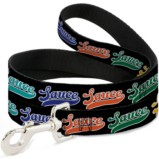 Dog Leash - SAUCE Baseball Script Black/Multi Color