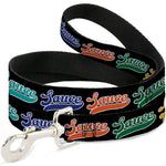 Dog Leash - SAUCE Baseball Script Black/Multi Color