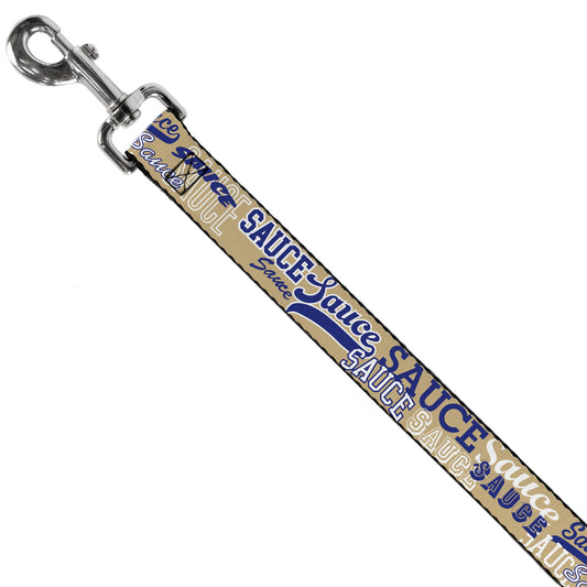 Dog Leash - SAUCE Typography Collage Tan/White/Blue
