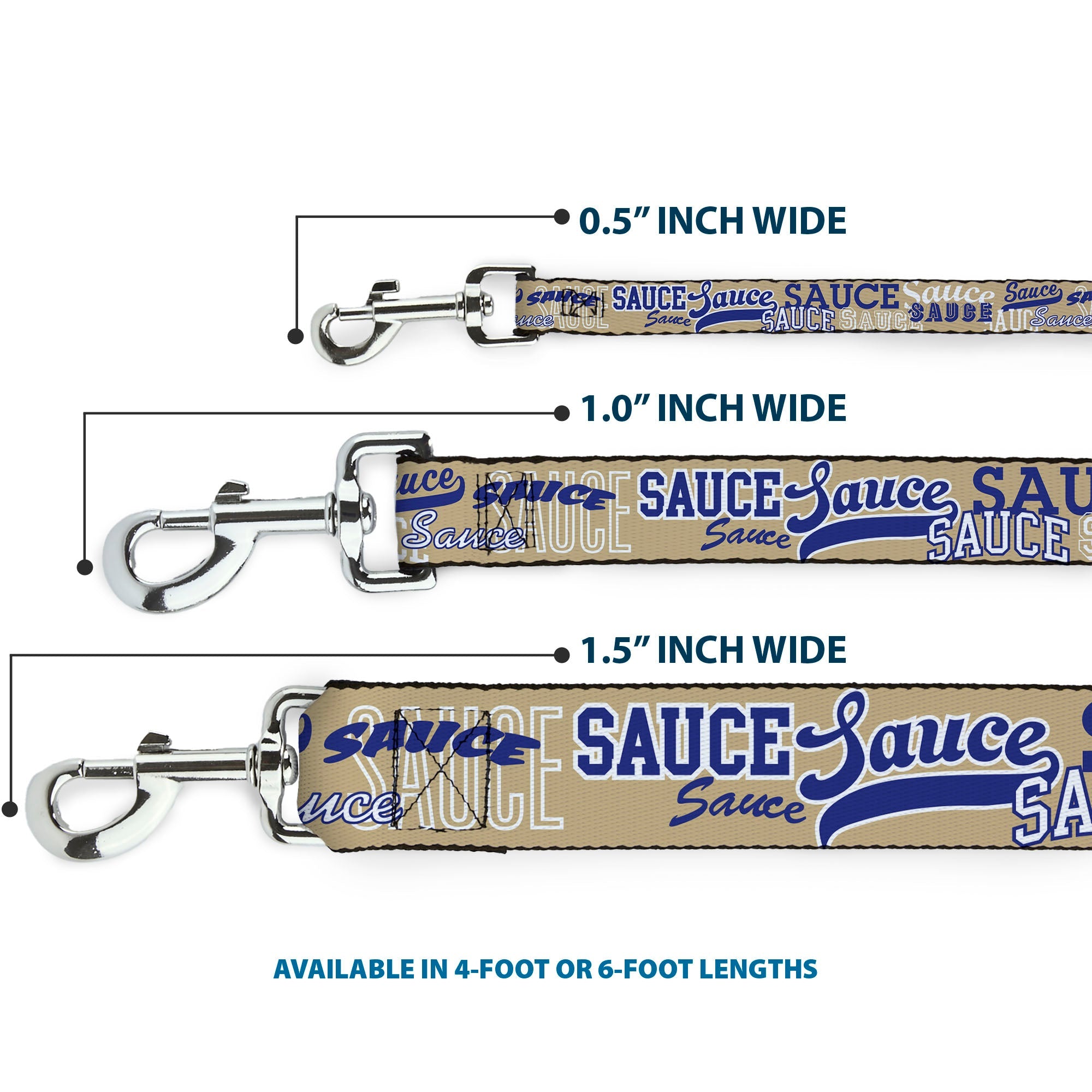 Dog Leash - SAUCE Typography Collage Tan/White/Blue