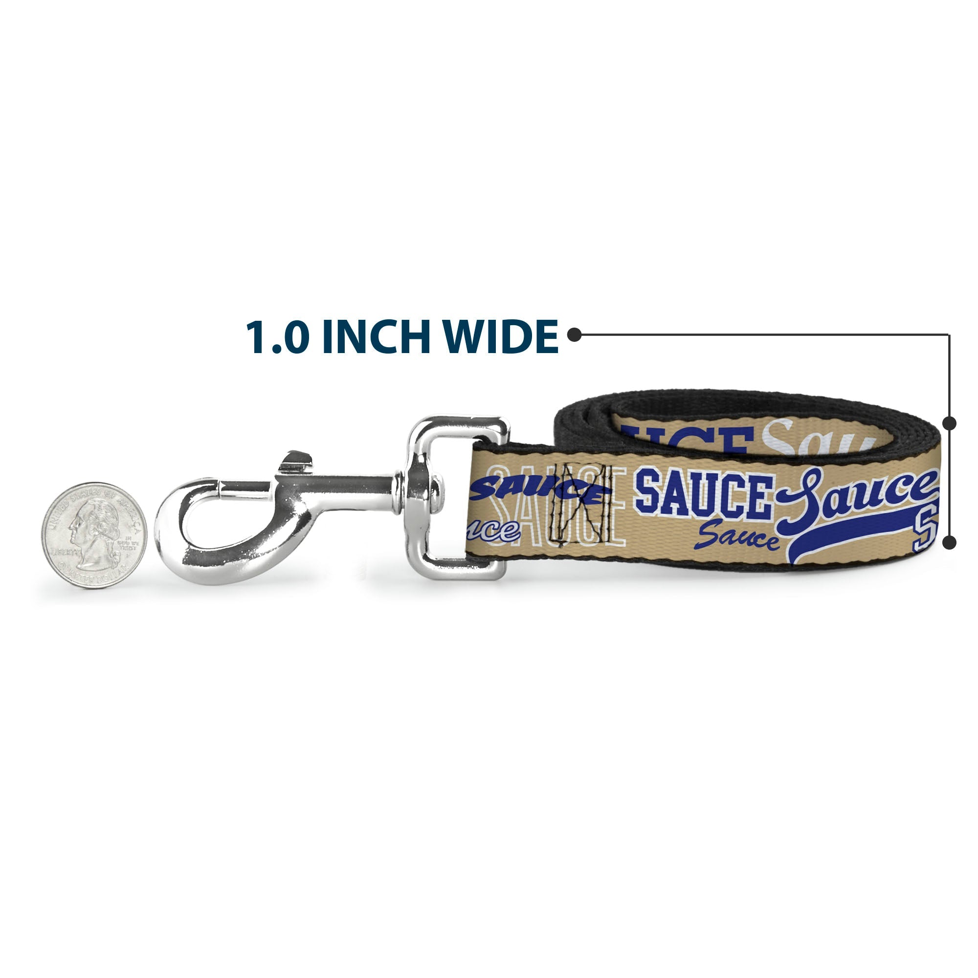 Dog Leash - SAUCE Typography Collage Tan/White/Blue