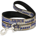 Dog Leash - SAUCE Typography Collage Tan/White/Blue
