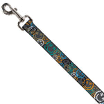 Dog Leash - Smiley Face Crossbones Stacked Gray/Multi Color