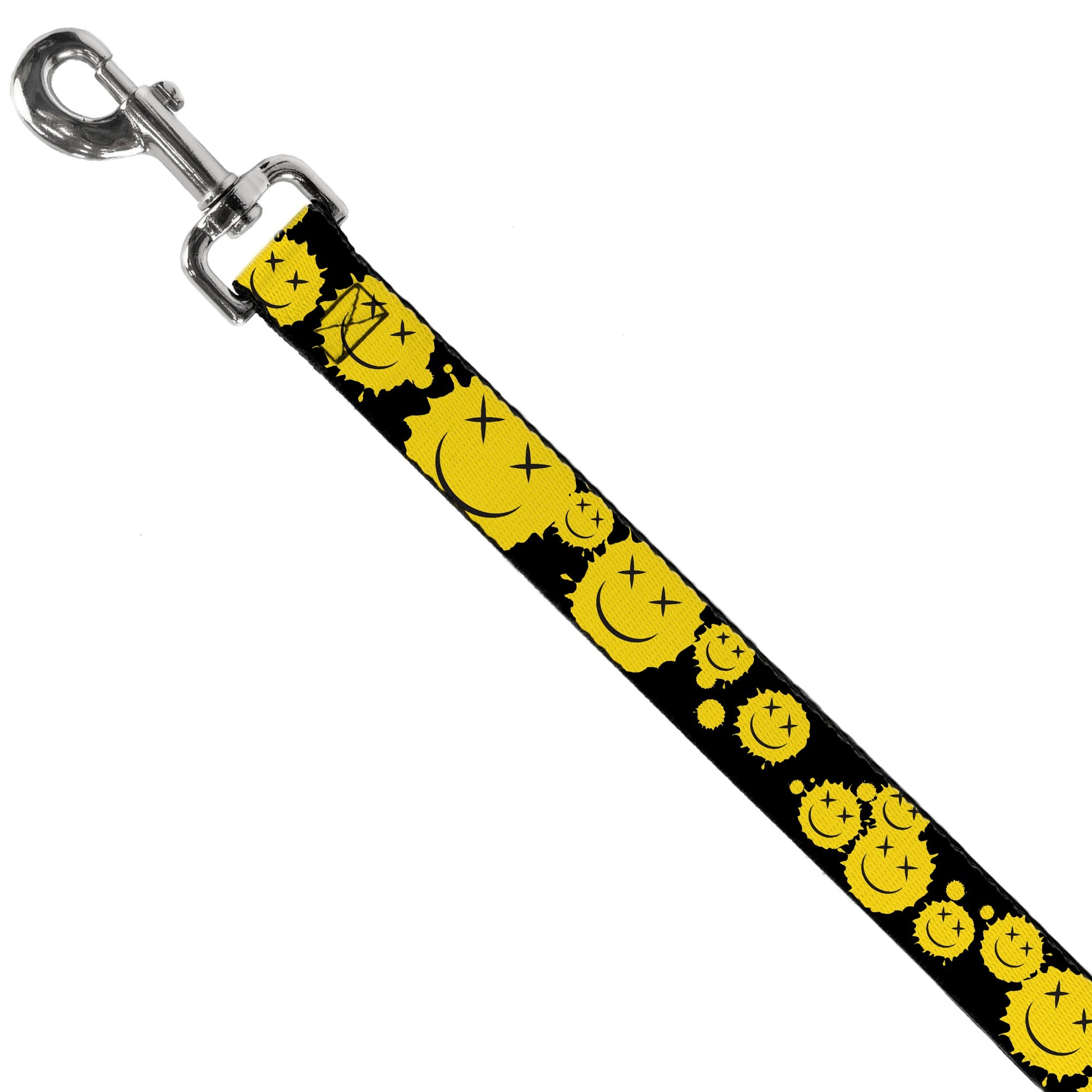 Dog Leash - Smiley Face Splatter Scattered Black/Yellow