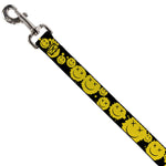 Dog Leash - Smiley Face Splatter Scattered Black/Yellow