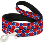 Dog Leash - Smiley Sad Face Checker Red/White/Blue