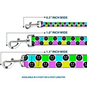 Dog Leash - Smiley Sad Face Checker Multi Color/White