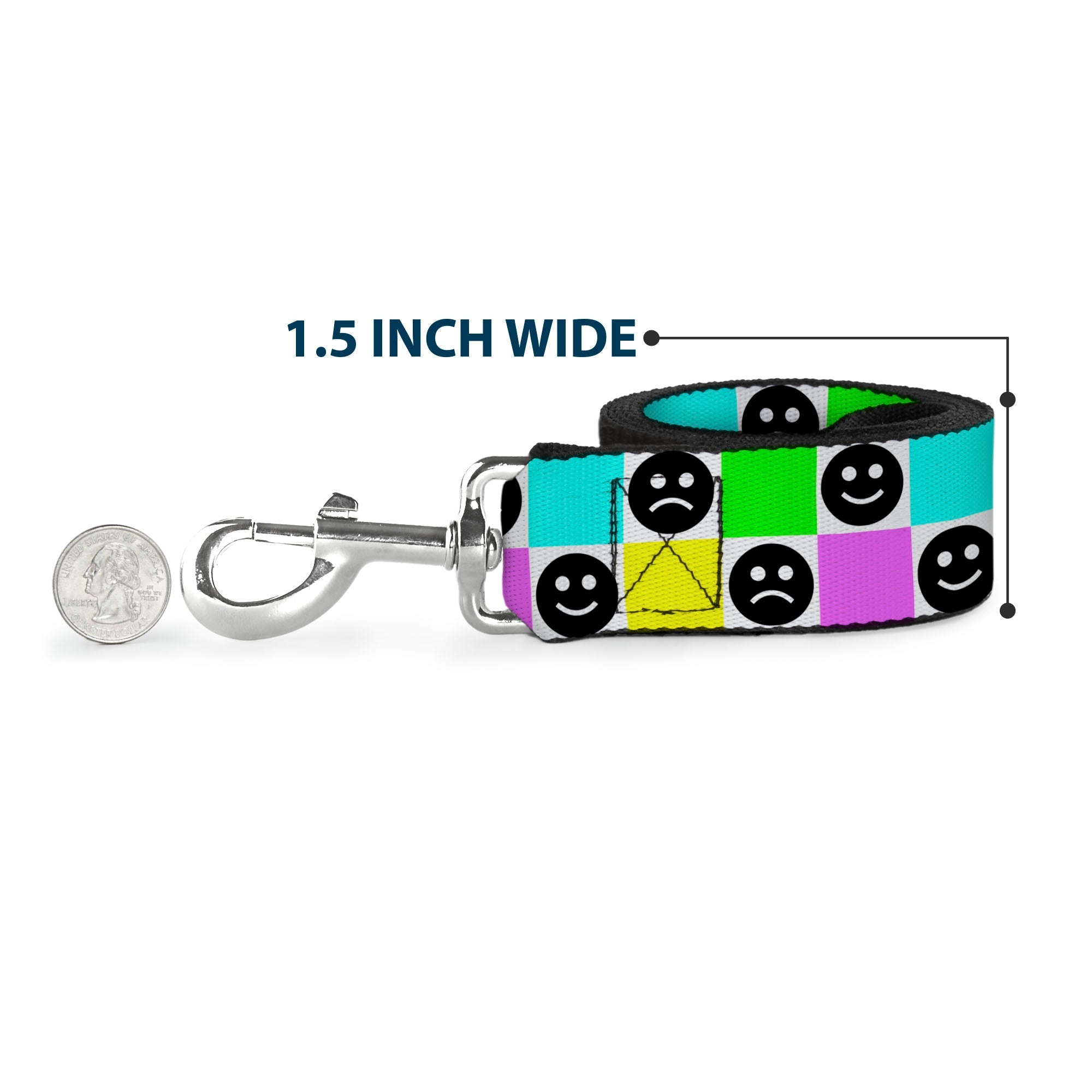 Dog Leash - Smiley Sad Face Checker Multi Color/White