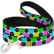 Dog Leash - Smiley Sad Face Checker Multi Color/White