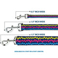 Load image into Gallery viewer, Dog Leash - Scribble Zig Zag Stripe Navy/Multi Color
