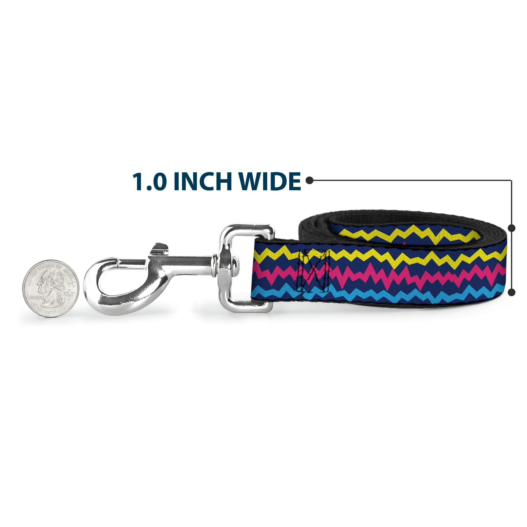 Dog Leash - Scribble Zig Zag Stripe Navy/Multi Color