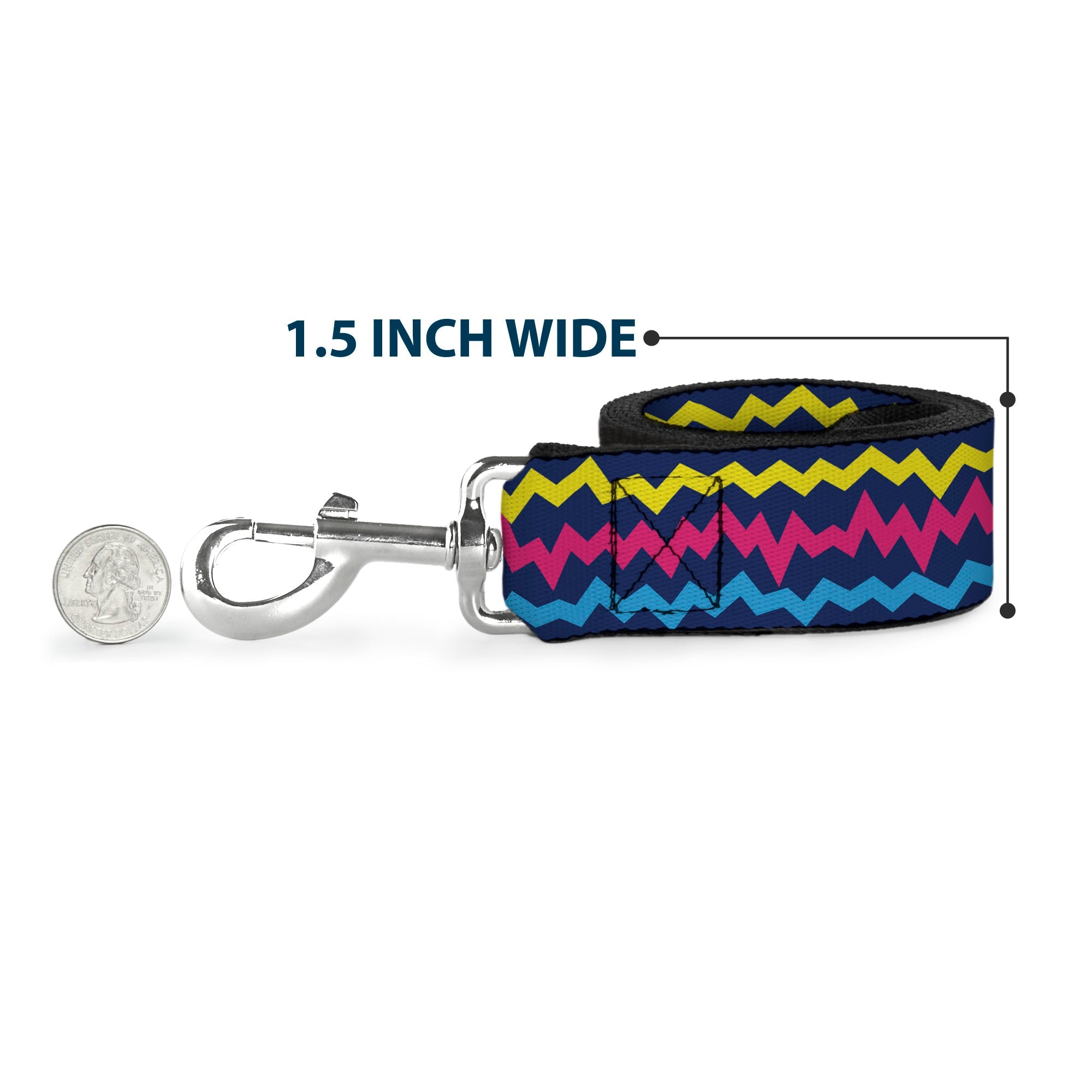 Dog Leash - Scribble Zig Zag Stripe Navy/Multi Color