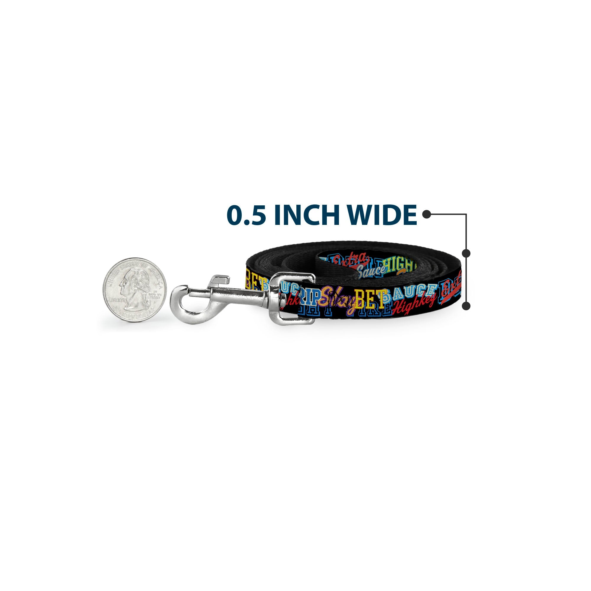 Dog Leash - Slang Verbiage Stacked Black/Multi Color
