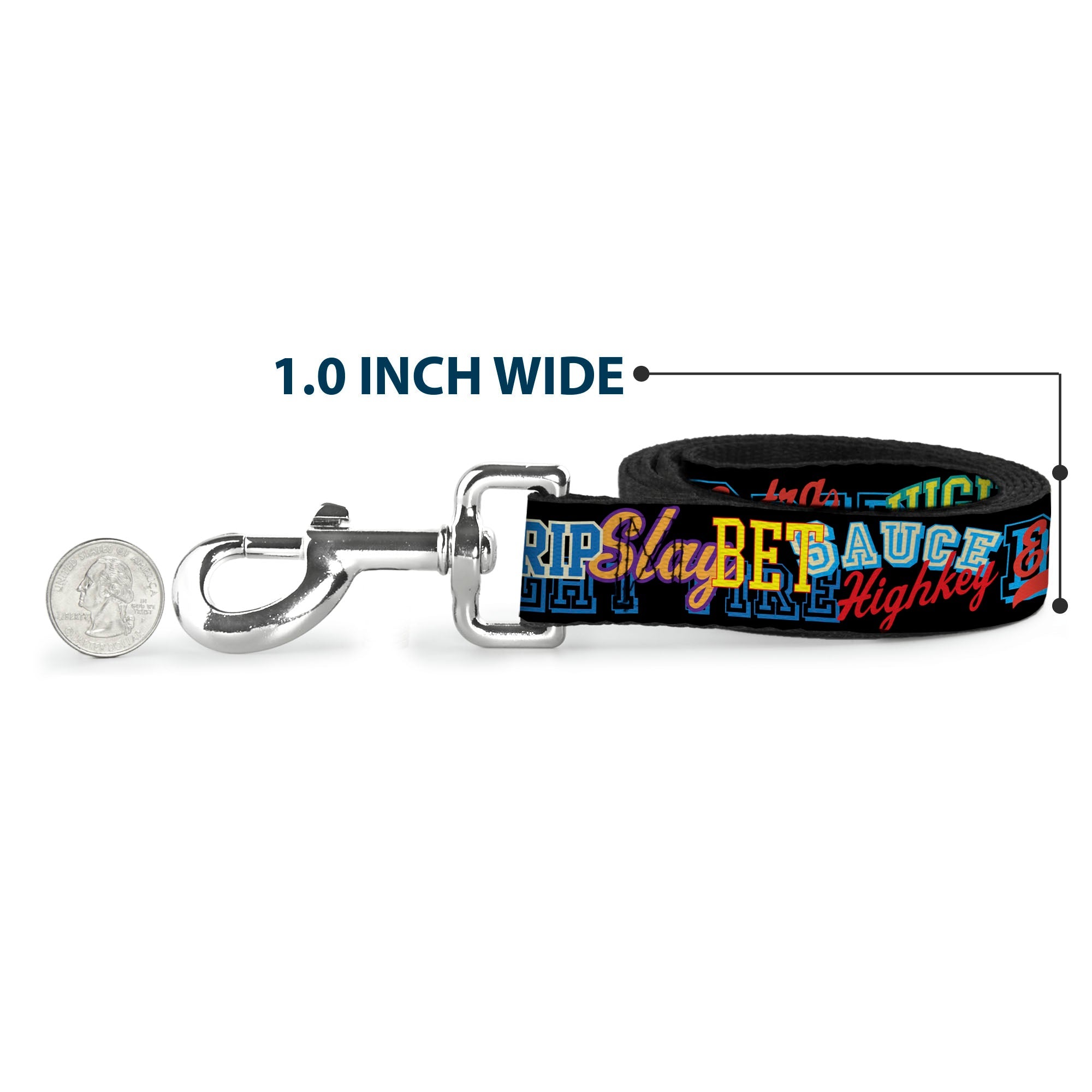 Dog Leash - Slang Verbiage Stacked Black/Multi Color