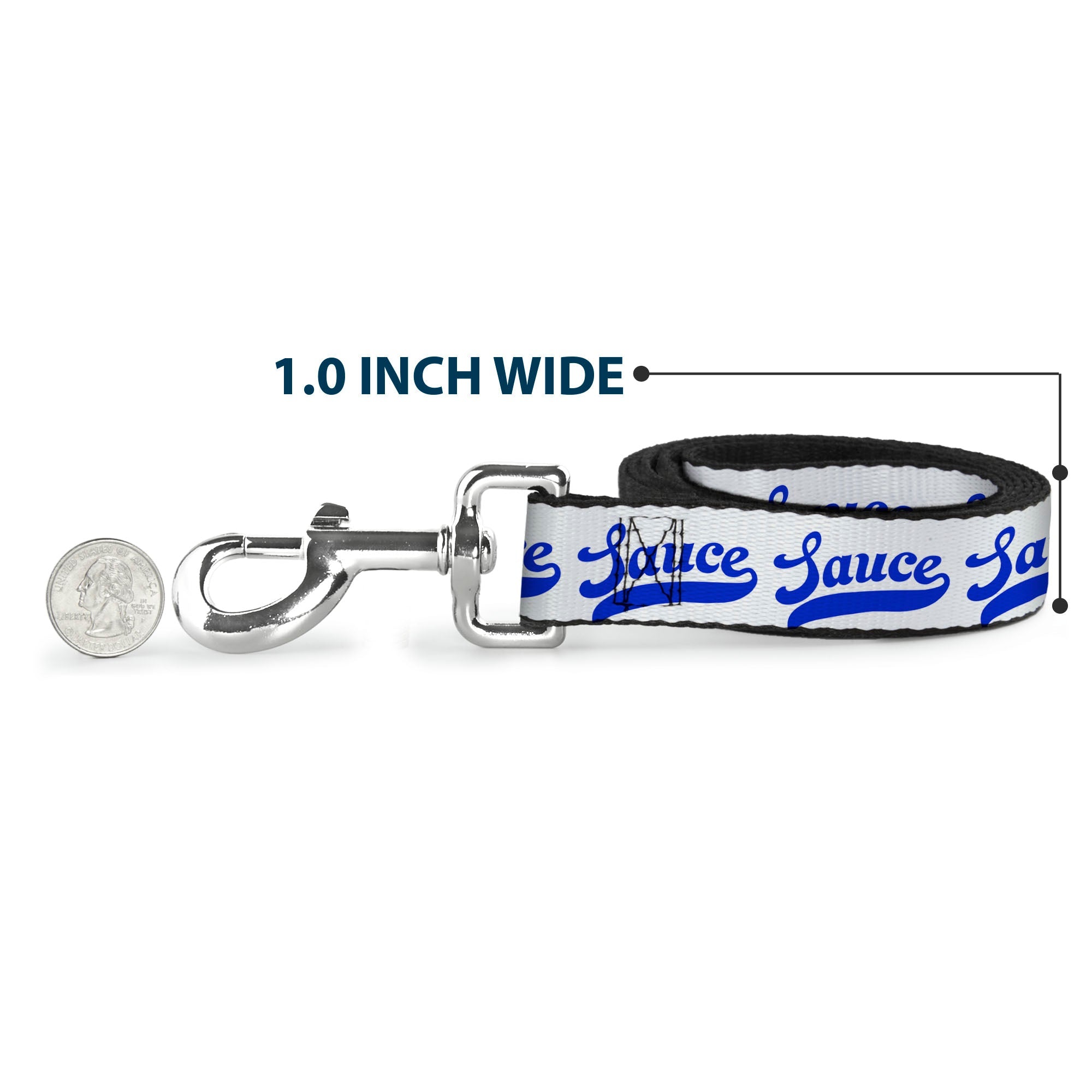 Dog Leash - SAUCE Baseball Script White/Blue
