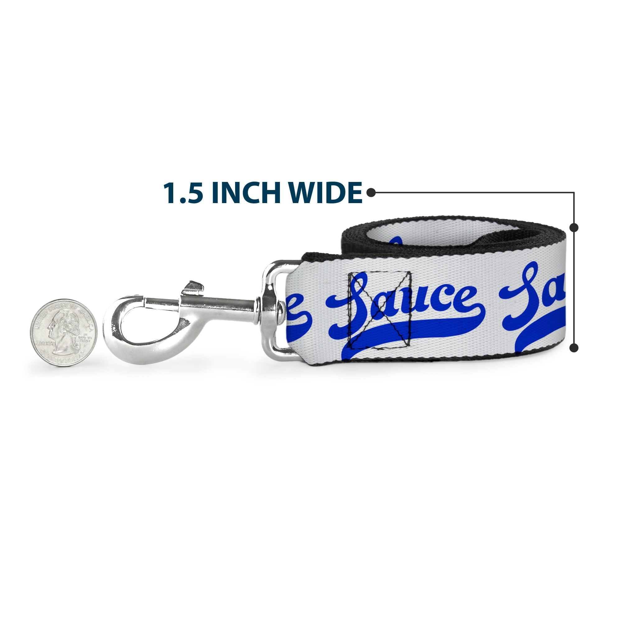Dog Leash - SAUCE Baseball Script White/Blue
