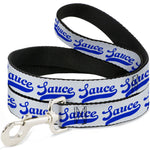 Dog Leash - SAUCE Baseball Script White/Blue