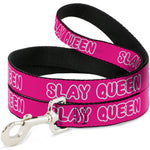 Dog Leash - SLAY QUEEN Bubble Text Pink/White