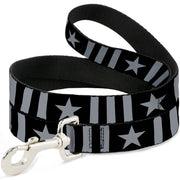 Dog Leash - Star and Three Stripes Black/Gray