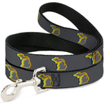 Dog Leash - Michigan Outline 4-Color Wave Repeat Charcoal/Multi Color