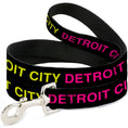 Load image into Gallery viewer, Dog Leash - DETROIT CITY Text Repeat Black/Turquoise/Yellow/Pink
