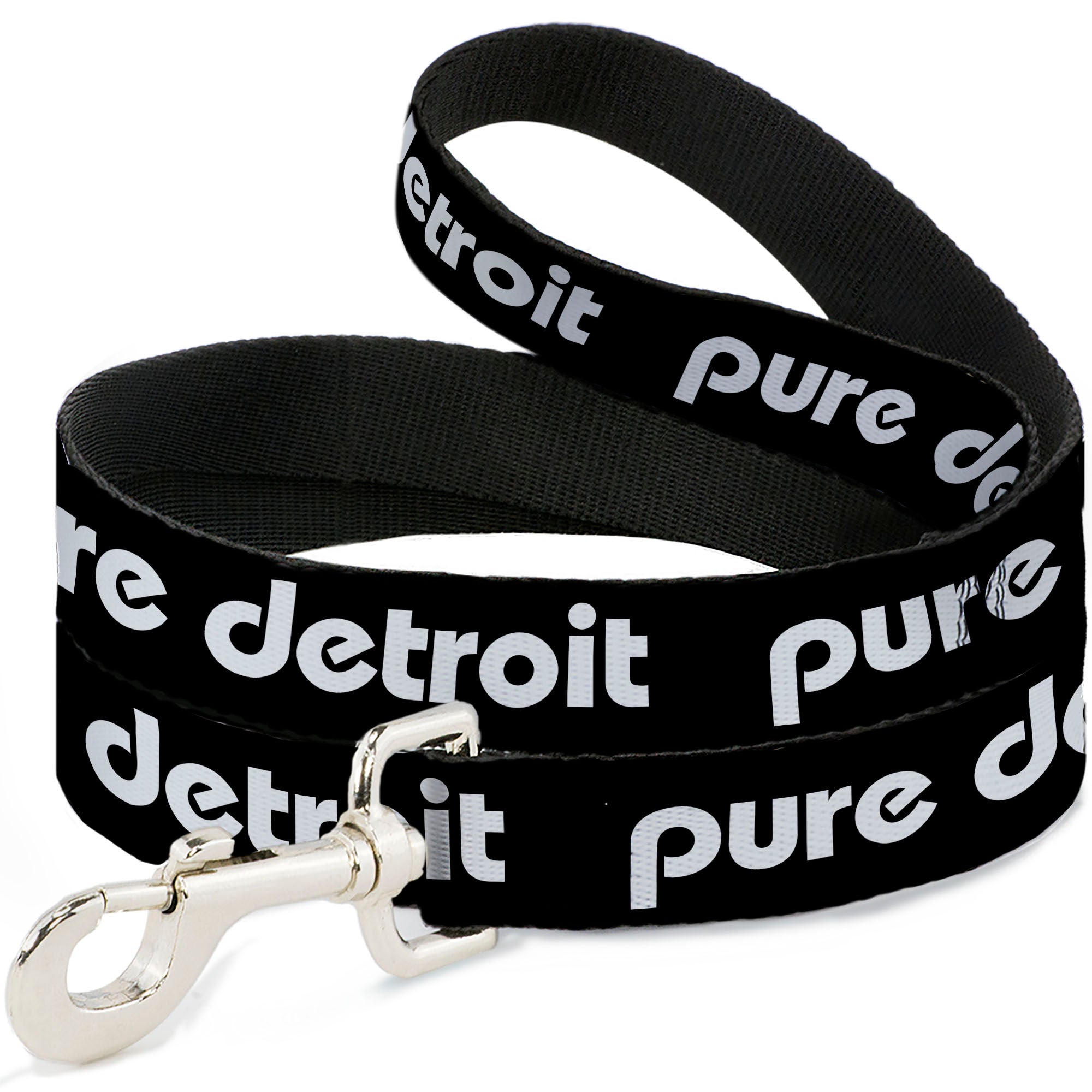 Dog Leash - PURE DETROIT Text Repeat Black/White