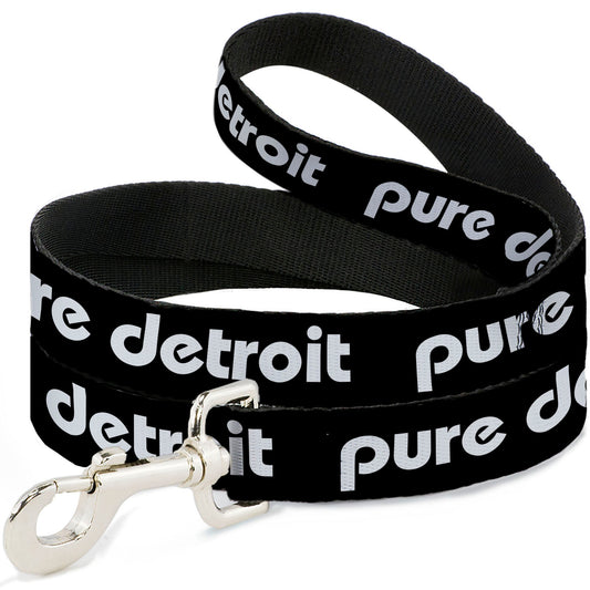 Dog Leash - PURE DETROIT Text Repeat Black/White