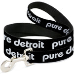 Dog Leash - PURE DETROIT Text Repeat Black/White