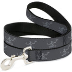 Dog Leash - Spirit of Detroit Logo Repeat Charcoal Gray/Silver