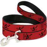 Dog Leash - Spirit of Detroit Logo Repeat Red/Black