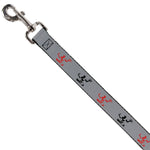 Dog Leash - Spirit of Detroit Logo Repeat Silver/Red/Black