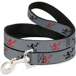Dog Leash - Spirit of Detroit Logo Repeat Silver/Red/Black