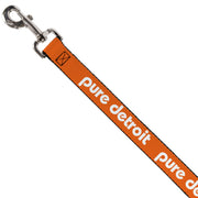 Dog Leash - PURE DETROIT Text Repeat Bright Orange/White